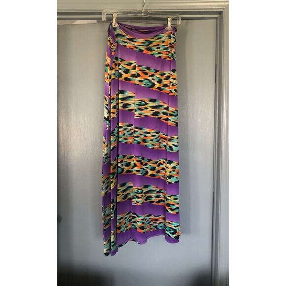 Vivi long Knit Skirt Size Large XL southwestern design purple stripe pull on - Picture 1 of 3